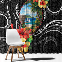 Hafa Adai Guam Window Curtain Guahan Seal Chamorro Stones Tribal