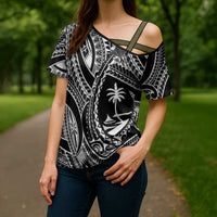 Hafa Adai Guam Inspired Tattoo Cross Shoulder Shirt - Polynesian Pride