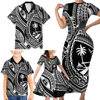 Hafa Adai Guam Inspired Tattoo Family Matching Short Sleeve Bodycon Dress and Hawaiian Shirt LT9 - Polynesian Pride
