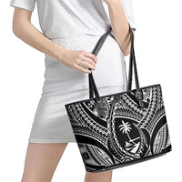 Hafa Adai Guam Inspired Tattoo Leather Tote Bag