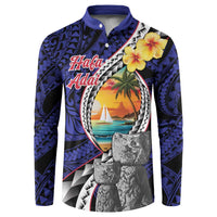 Hafa Adai Guam Seal Latte Stones Artwork Button Sweatshirt