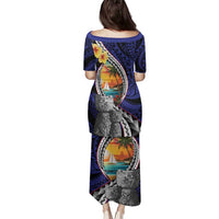 Hafa Adai Guam Seal Latte Stones Artwork Family Matching Puletasi and Hawaiian Shirt