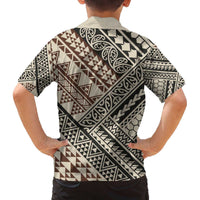 Niho Taniwha Kowhaiwhai Family Matching Off The Shoulder Long Sleeve Dress and Hawaiian Shirt LT9 - Polynesian Pride