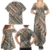 Niho Taniwha Kowhaiwhai Family Matching Summer Maxi Dress and Hawaiian Shirt