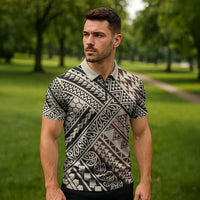 Niho Taniwha Kowhaiwhai Zipper Polo Shirt - Polynesian Pride