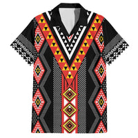 Niho Taniwha Taniko Motif Family Matching Long Sleeve Bodycon Dress and Hawaiian Shirt LT9 Dad's Shirt - Short Sleeve Red - Polynesian Pride
