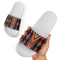 Niho Taniwha Taniko Motif Slide Sandals - Polynesian Pride