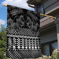 Black Taniko Kowhaiwhai Tukutuku Motif Garden Flag LT9 - Polynesian Pride
