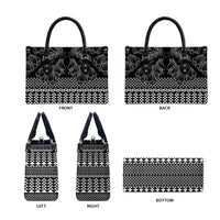 Black Taniko Kowhaiwhai Tukutuku Motif Leather Bag - Polynesian Pride