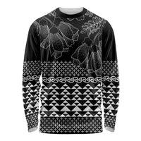 Black Taniko Kowhaiwhai Tukutuku Motif Long Sleeve Shirt LT9 Unisex Black - Polynesian Pride