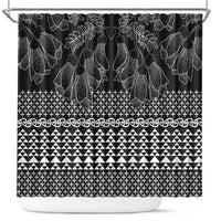 Black Taniko Kowhaiwhai Tukutuku Motif Shower Curtain LT9 Black - Polynesian Pride