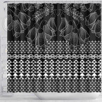 Black Taniko Kowhaiwhai Tukutuku Motif Shower Curtain LT9 - Polynesian Pride