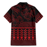 Red Taniko Kowhaiwhai Tukutuku Motif Family Matching Mermaid Dress and Hawaiian Shirt LT9 - Polynesian Pride