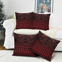 Red Taniko Kowhaiwhai Tukutuku Motif Pillow Cover - Polynesian Pride