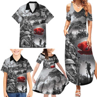 Black ANZAC Day The Battle of Lone Pine Family Matching Summer Maxi Dress and Hawaiian Shirt Kiwi-Kangaroo Soldier Lest We Forget LT9 - Polynesian Pride