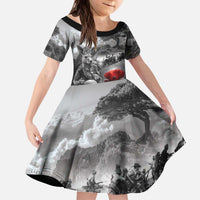 Black ANZAC Day The Battle of Lone Pine Kid Short Sleeve Dress Kiwi-Kangaroo Soldier Lest We Forget