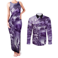 Purple ANZAC Day The Battle of Lone Pine Couples Matching Tank Maxi Dress and Long Sleeve Button Shirt Kiwi-Kangaroo Soldier Lest We Forget LT9 Purple - Polynesian Pride