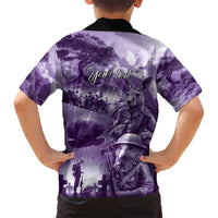 Purple ANZAC Day The Battle of Lone Pine Family Matching Puletasi and Hawaiian Shirt Kiwi-Kangaroo Soldier Lest We Forget LT9 - Polynesian Pride