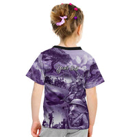 Purple ANZAC Day The Battle of Lone Pine Kid T Shirt Kiwi-Kangaroo Soldier Lest We Forget
