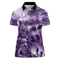 Purple ANZAC Day The Battle of Lone Pine Women Polo Shirt Kiwi-Kangaroo Soldier Lest We Forget LT9 Female Purple - Polynesian Pride