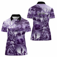 Purple ANZAC Day The Battle of Lone Pine Women Polo Shirt Kiwi-Kangaroo Soldier Lest We Forget LT9 - Polynesian Pride