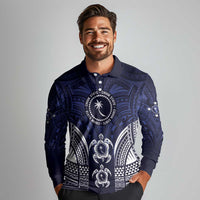 FSM Chuuk States Long Sleeve Polo Shirt Micronesia Six 9 One Polynesian Tribal Pattern