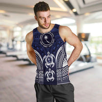 FSM Chuuk States Men Tank Top Micronesia Six 9 One Polynesian Tribal Pattern LT9 Blue - Polynesian Pride