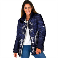 FSM Chuuk States Padded Jacket Micronesia Six 9 One Polynesian Tribal Pattern LT9 Women Blue - Polynesian Pride