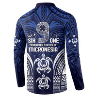 FSM Pohnpei States Button Sweatshirt Micronesia Six 9 One Polynesian Tribal Pattern