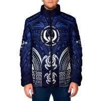 FSM Pohnpei States Padded Jacket Micronesia Six 9 One Polynesian Tribal Pattern LT9 Men Blue - Polynesian Pride