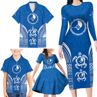 FSM Yap States Family Matching Long Sleeve Bodycon Dress and Hawaiian Shirt Micronesia Six 9 One Polynesian Tribal Pattern LT9 - Polynesian Pride