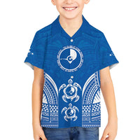 FSM Yap States Family Matching Long Sleeve Bodycon Dress and Hawaiian Shirt Micronesia Six 9 One Polynesian Tribal Pattern LT9 Son's Shirt Blue - Polynesian Pride