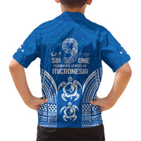 FSM Yap States Kid Hawaiian Shirt Micronesia Six 9 One Polynesian Tribal Pattern