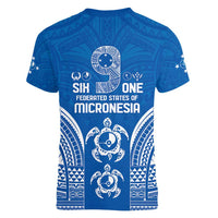 FSM Yap States Women V-Neck T-Shirt Micronesia Six 9 One Polynesian Tribal Pattern