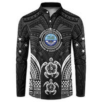 FSM Micronesia Six 9 One Button Sweatshirt Polynesian Tribal Pattern LT9 Black - Polynesian Pride