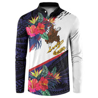 American Samoa Flag Day Since 1900 Button Sweatshirt Samoa Muamua Le Atua Tropical Flowers