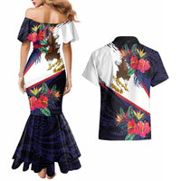 American Samoa Flag Day Since 1900 Couples Matching Mermaid Dress and Hawaiian Shirt Samoa Muamua Le Atua Tropical Flowers