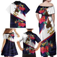 American Samoa Flag Day Since 1900 Family Matching Off Shoulder Maxi Dress and Hawaiian Shirt Samoa Muamua Le Atua Tropical Flowers LT9 - Polynesian Pride