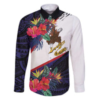 American Samoa Flag Day Since 1900 Family Matching Puletasi and Hawaiian Shirt Samoa Muamua Le Atua Tropical Flowers LT9 Dad's Shirt - Long Sleeve Blue - Polynesian Pride