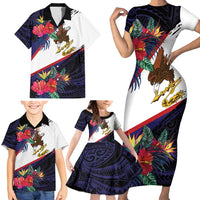 American Samoa Flag Day Since 1900 Family Matching Short Sleeve Bodycon Dress and Hawaiian Shirt Samoa Muamua Le Atua Tropical Flowers LT9 - Polynesian Pride