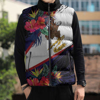 American Samoa Flag Day Since 1900 Sleeveless Puffer Jacket Samoa Muamua Le Atua Tropical Flowers LT9 - Polynesian Pride