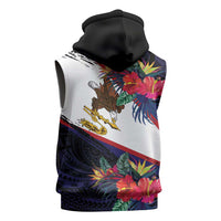American Samoa Flag Day Since 1900 Sleeveless Zip Hoodie Samoa Muamua Le Atua Tropical Flowers LT9