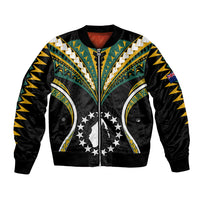 (Personalised) Polynesian Pride Aitutaki Island Bomber Jacket Cook Islands Tribal Wave Style LT9 Unisex Black - Polynesian Pride