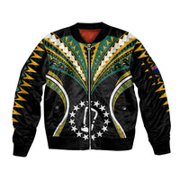 (Personalised) Polynesian Pride Rakahanga Island Sleeve Zip Bomber Jacket Cook Islands Tribal Wave Style LT9 Unisex Black - Polynesian Pride