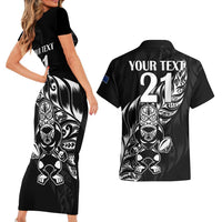 New Zealand Rugby Custom Couples Matching Short Sleeve Bodycon Dress and Hawaiian Shirt Opango All Black Fern LT9 - Polynesian Pride