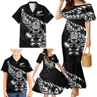 New Zealand Rugby Custom Family Matching Mermaid Dress and Hawaiian Shirt Opango All Black Fern LT9 - Polynesian Pride