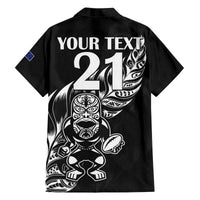New Zealand Rugby Custom Family Matching Off The Shoulder Long Sleeve Dress and Hawaiian Shirt Opango All Black Fern LT9 - Polynesian Pride