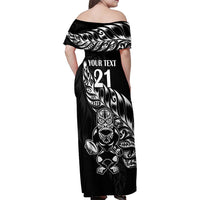 New Zealand Rugby Custom Family Matching Off Shoulder Maxi Dress and Hawaiian Shirt Opango All Black Fern LT9 - Polynesian Pride