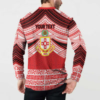 Personalised Kolisi Tonga College Atele Button Sweatshirt Polynesian Ngatu Tribal