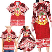 Personalised Kolisi Tonga College Atele Family Matching Long Sleeve Bodycon Dress and Hawaiian Shirt Polynesian Ngatu Tribal LT9 - Polynesian Pride